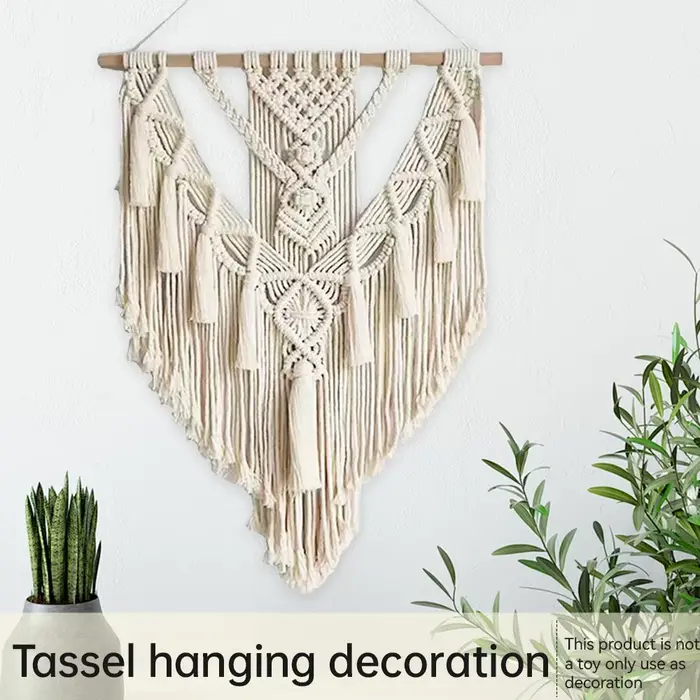 Tapisserie murale suspendue en macramé, décoration murale en coton bohème tissé à la main, Style nor