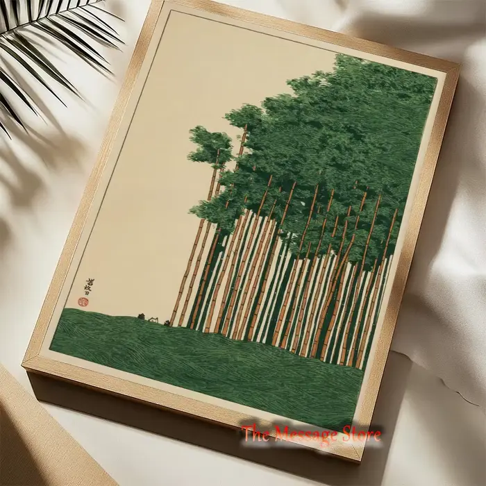 Peinture vintage japonaise sur toile de forêt