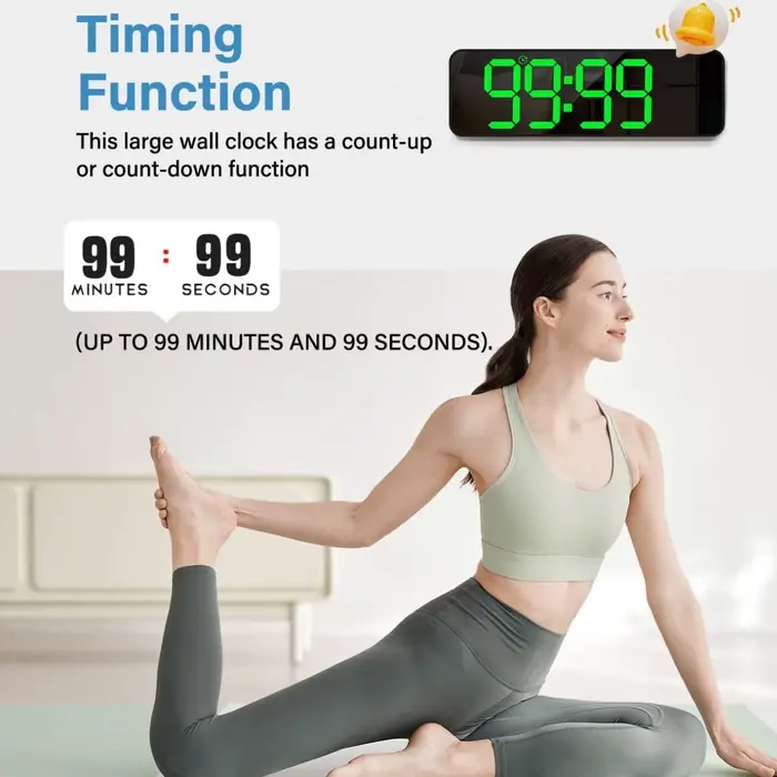Grande horloge murale numérique avec télécommande
