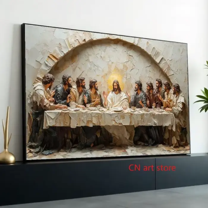 Affiche d'art spirituel rétro, dernière cène, jésus religieux avec Disciples, peinture sur toile, image murale imprimée, décoration de maison pour salon
