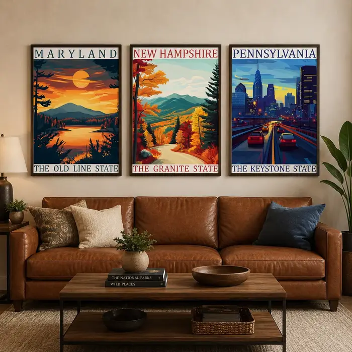 Art mural de paysage, peinture sur toile de paysage occidental