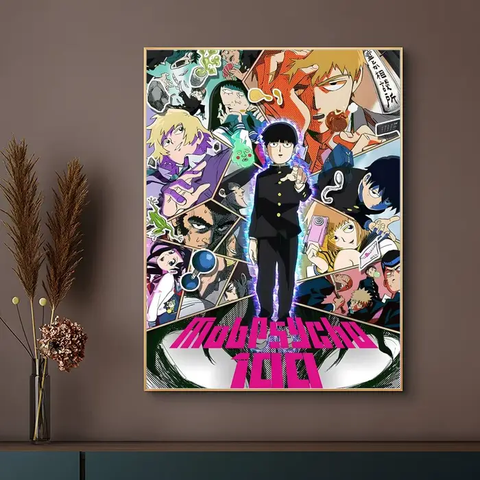 Anime populaire M-MobS P-PsychoS 100 Affiche HD Art mural auto-adhésif étanche – Utilisation multi-s