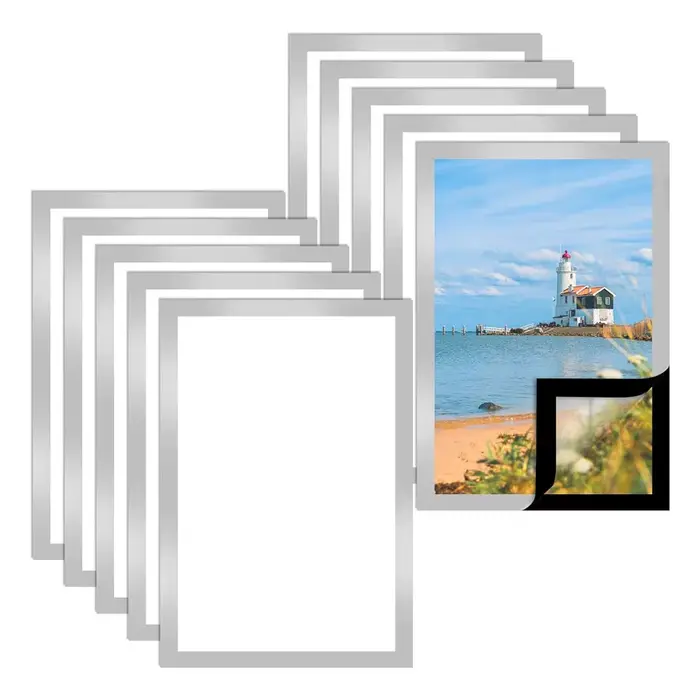 Lot de 10 cadres photo magnétiques A4, autocollants, adaptés à la décoration murale, parfaits pour l