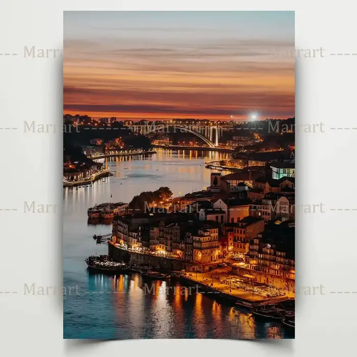 Douro rivière coucher de soleil paysage Art affiche et impressions Portugal Porto Architecture ville paysage mur Art toile peinture décor à la maison