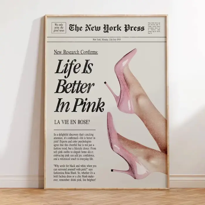 Affiche sur toile rose sans cadre
