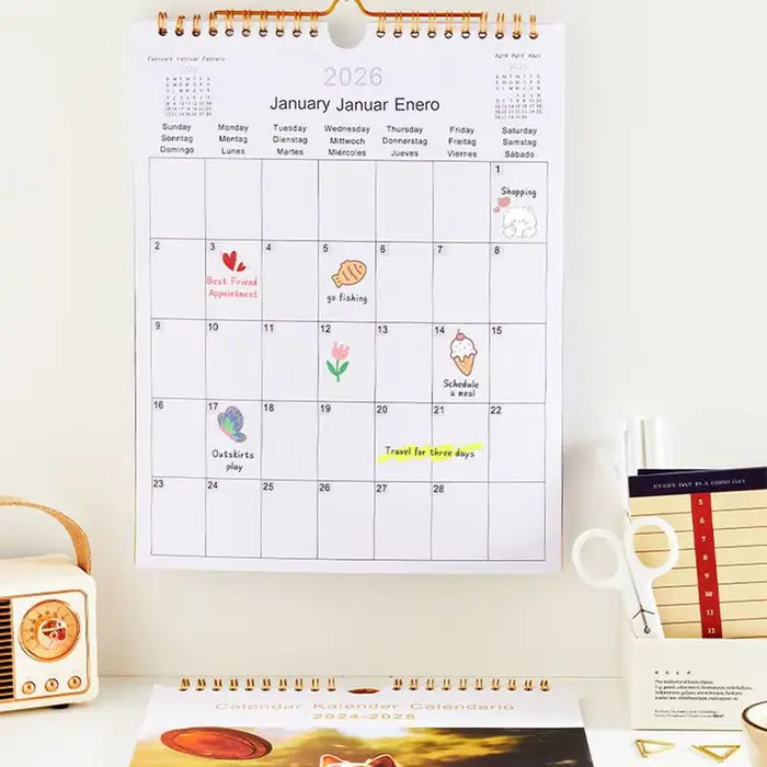 2025Calendrier 2025-2026 - Calendrier mural de 12 mois du juillet du 2025 au juin 2026