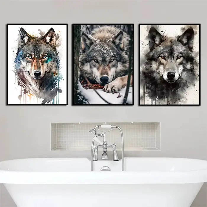 Toile de peinture de loup noir