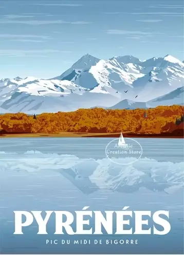 Affiche de Voyage en Signe Urbain Vintage, France, Vélo Lourdes, Pyrénées, Espagne, Peinture sur Toi