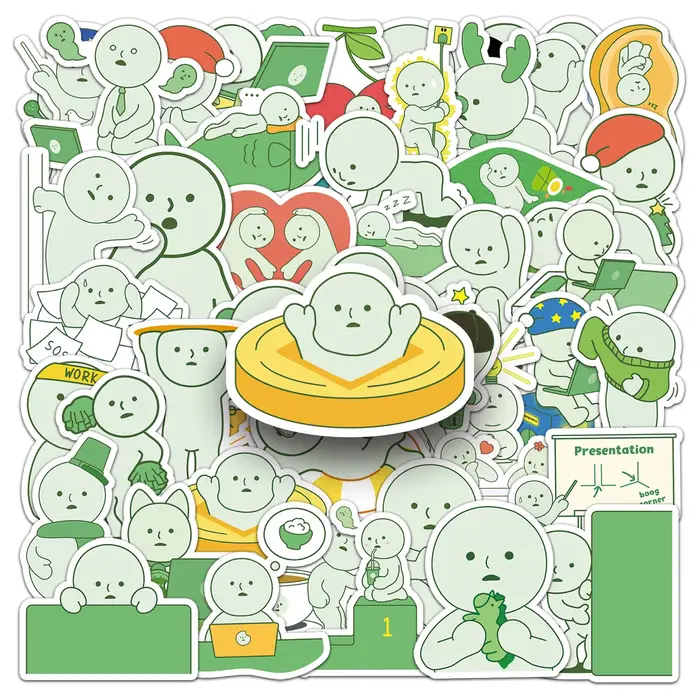 50 pièces Smiski autocollants mignon dessin animé Image décalcomanies enfants jouets Graffiti bricolage réfrigérateur ordinateur portable téléphone guitare vélo planche à roulettes décoration