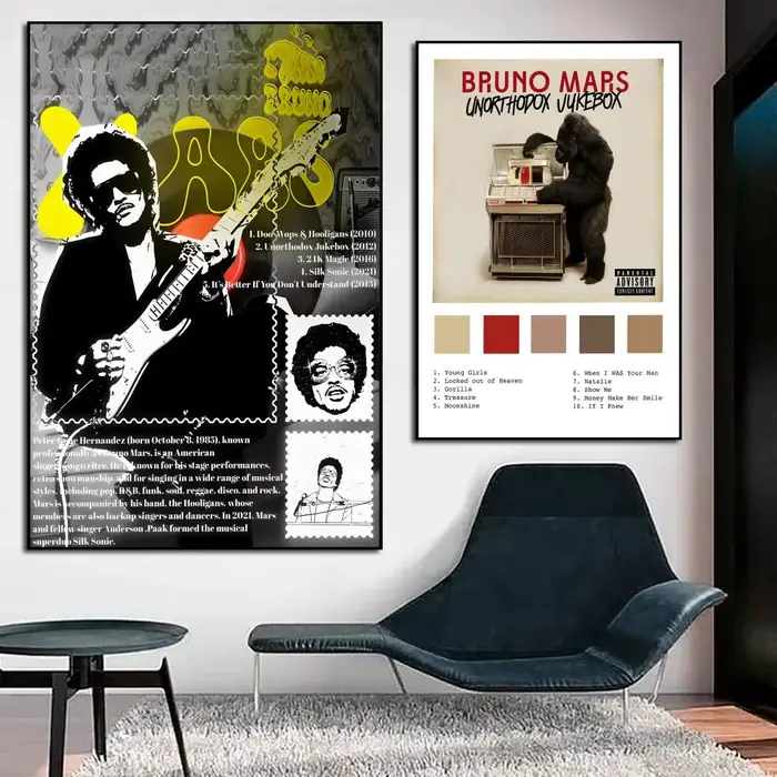 Affiche d'album de chanteur b-bruno m-mars