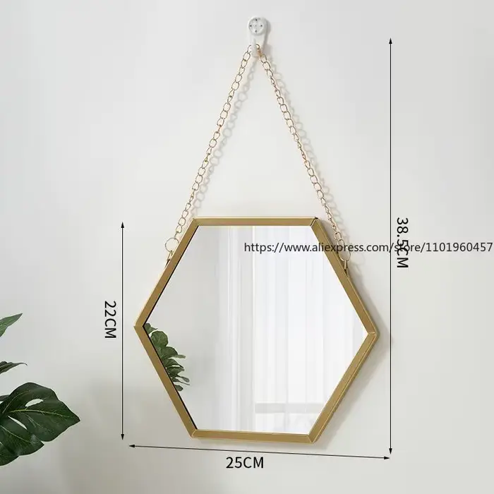Miroir mural Hexagonal en fer nordique