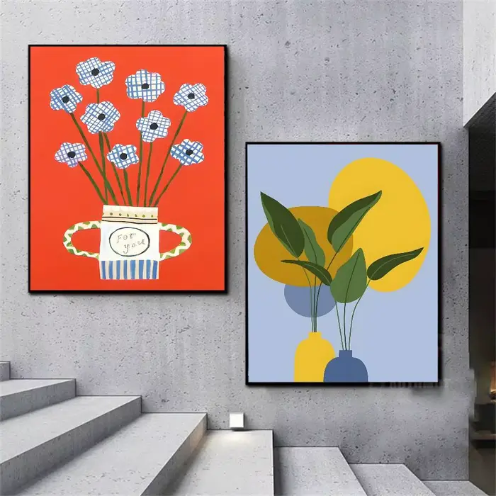 Affiche sur toile moderne avec motif de marché floral et de plantes