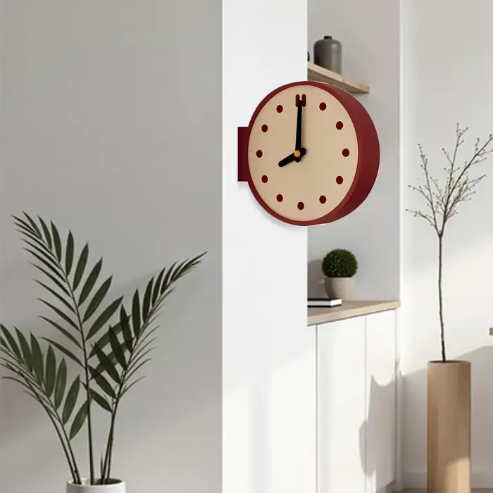 Horloge murale d'angle, horloge de bureau, illustration minimaliste, créative, Double face, facile