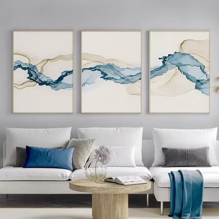 Affiches abstraites modernes Beige bleu