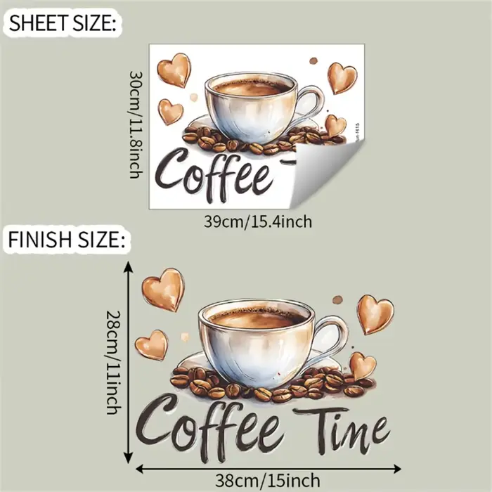 Autocollants muraux de tasse à café, autocollants auto-adhésifs en PVC pour décoration de café et de