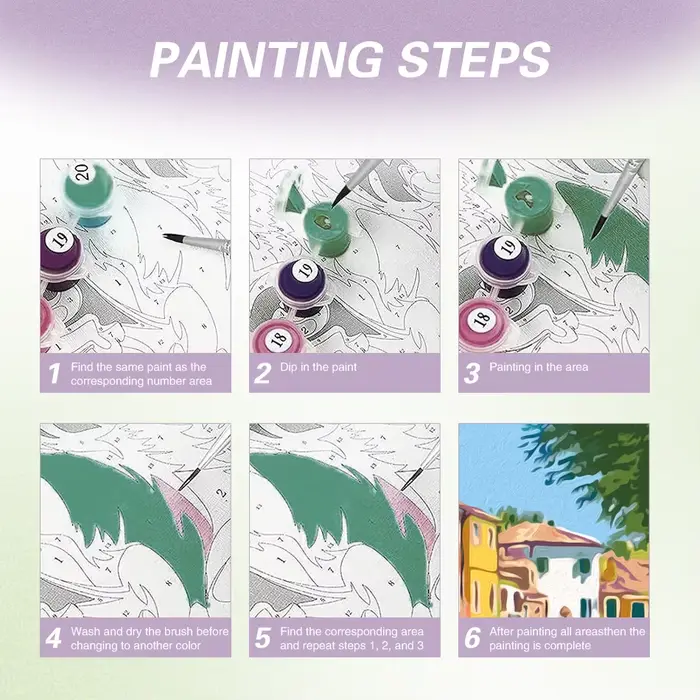 Peinture par numéros de paysage de ville de bord de mer