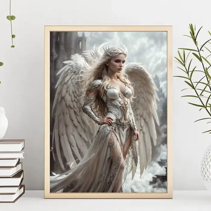 Nette Art-Affiche murale avec ailes blanches et anges célestes pour la décoration, poster avec peinture murale représentant des archanges féminins pour le salon et la maison