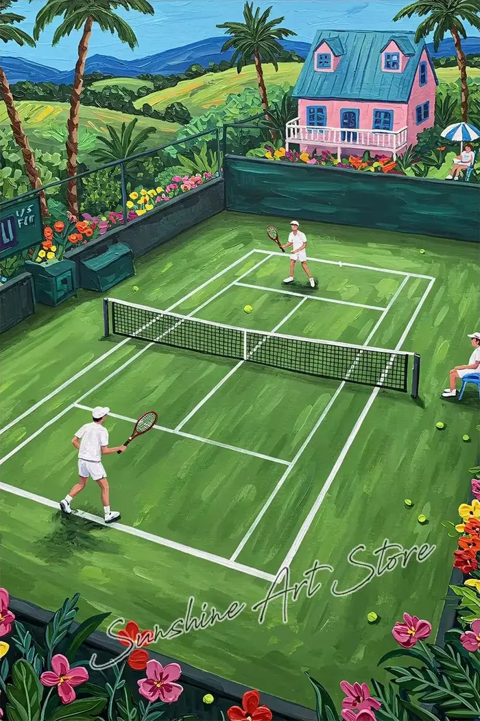 Toile d'art de Sport pour terrain de Tennis, vieux argent, photographie de Tennis, esthétique, Sport
