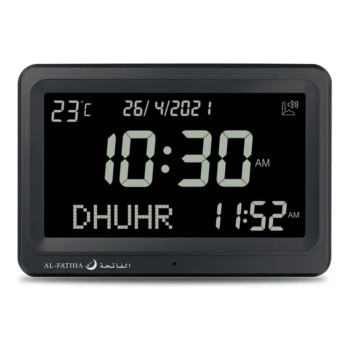 AL FATIHA – horloge murale LCD Azan, prière AL Fajr, calendrier Hijri pour la décoration de la maiso