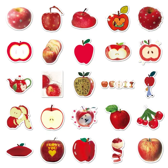 10/30/50PCS Rouge Pomme Dessin Animé Autocollants Graffiti Fruits BRICOLAGE Décoration Valise Ordinateur Portable