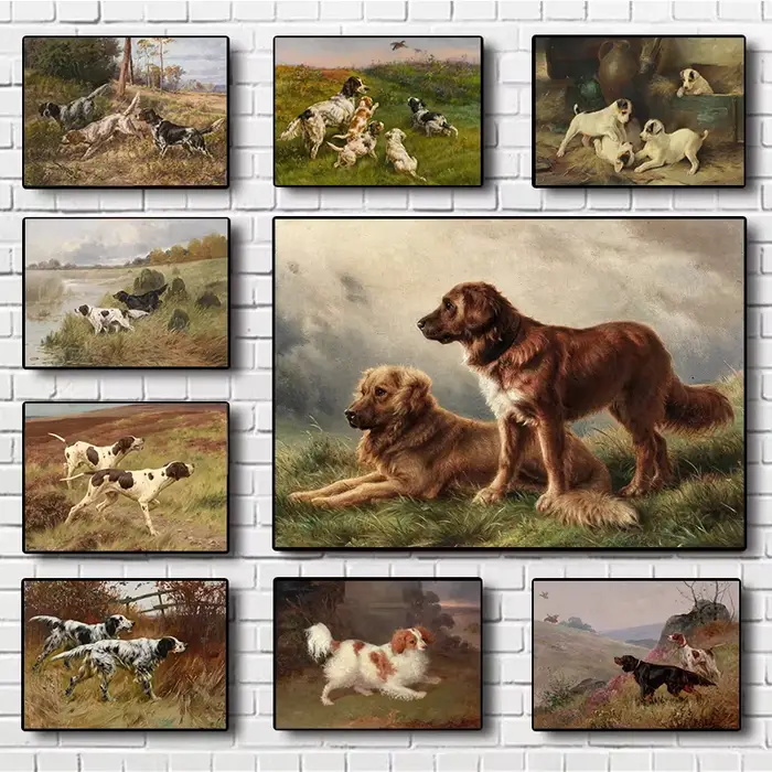 Affiche vintage avec portrait de chien