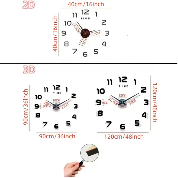 Grande Horloge murale au Design moderne 3D