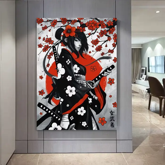 Peinture à l'encre japonaise Duel samouraï