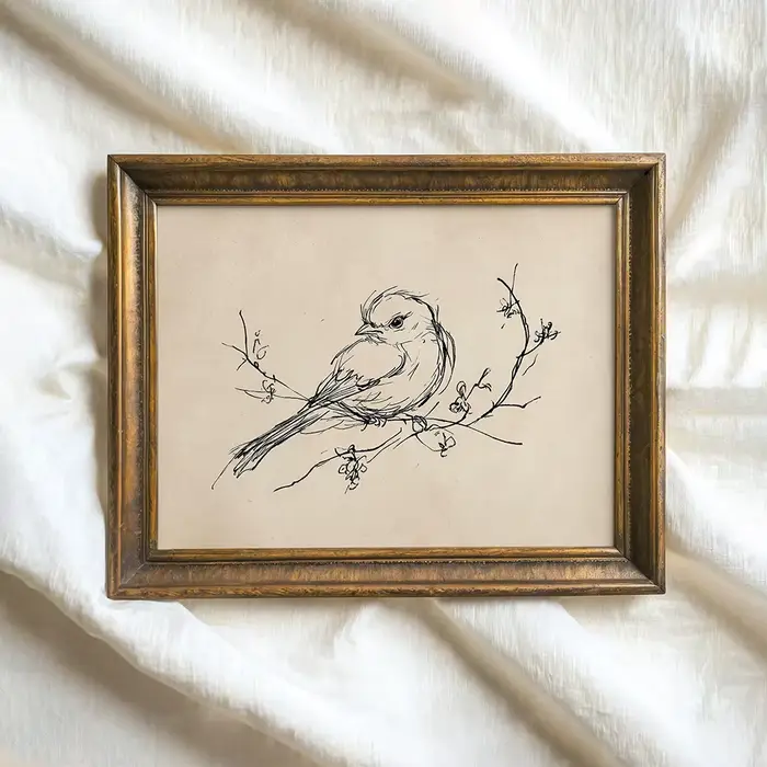 Affiche d'art d'oiseau Vintage imprimée