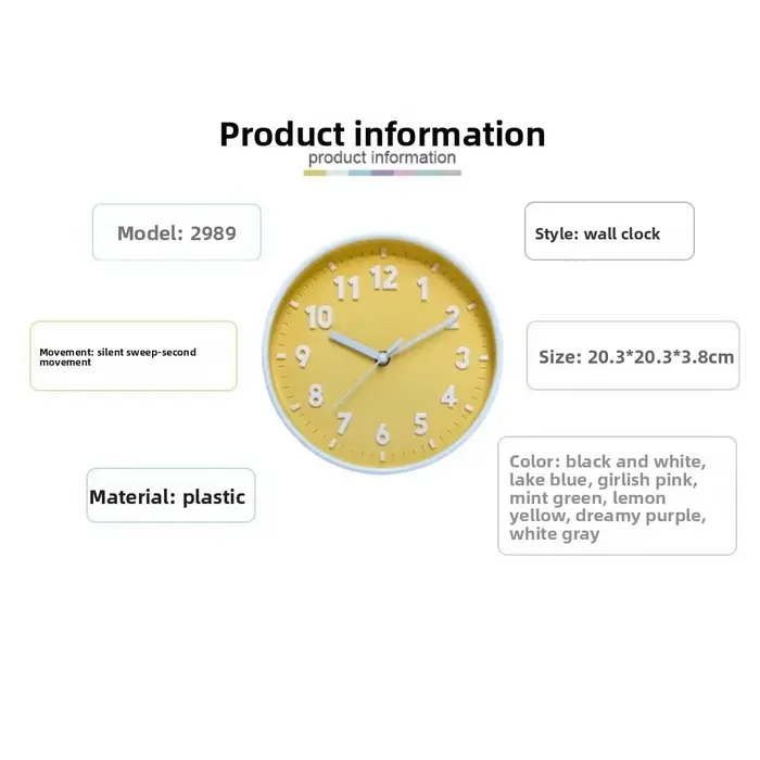 Horloge murale 3D mignonne de 8 pouces