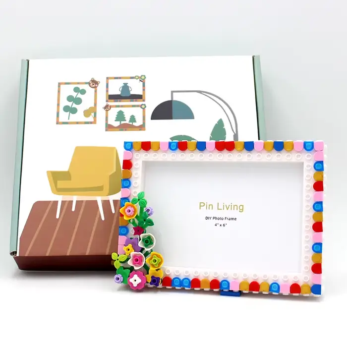 Pinliving 1PC cadre Photo fleur Graden, bloc de couleur Simple cadre Photo bricolage pour la décoration de la maison, cadeau d'activité familiale