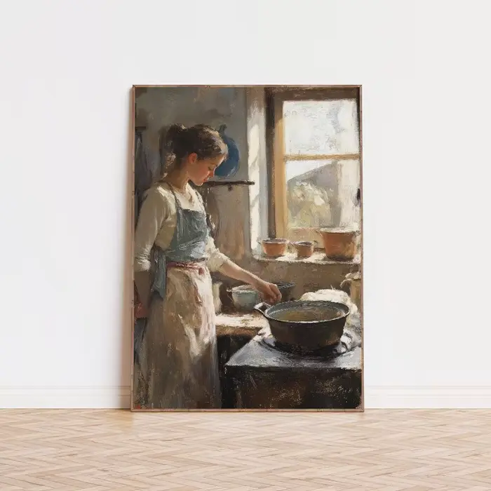 Affiches et imprimés de peinture de cuisine de femme française