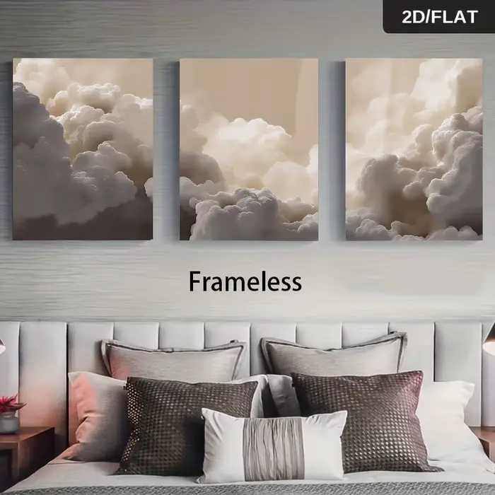 1 ensemble de tableaux décoratifs nuages et brumes style Instagram, modernes et simples, pour mur de