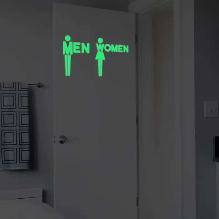 Autocollant mural lumineux créatif pour hommes et femmes, autocollant mural pour porte de toilette, 