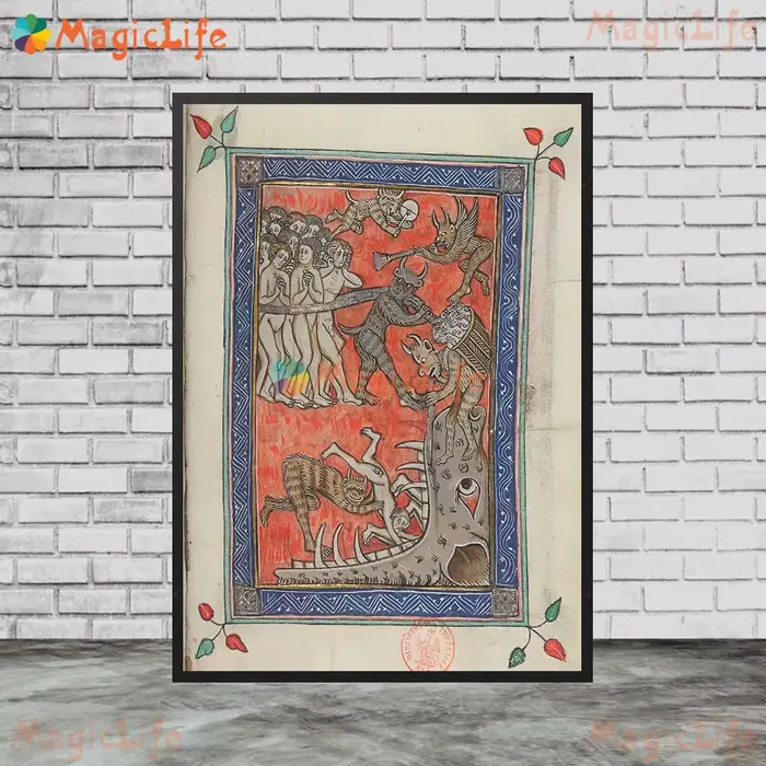 Affiches murales abstraites diable enfer, manuscrit de monstre, images murales pour salon, affiche V
