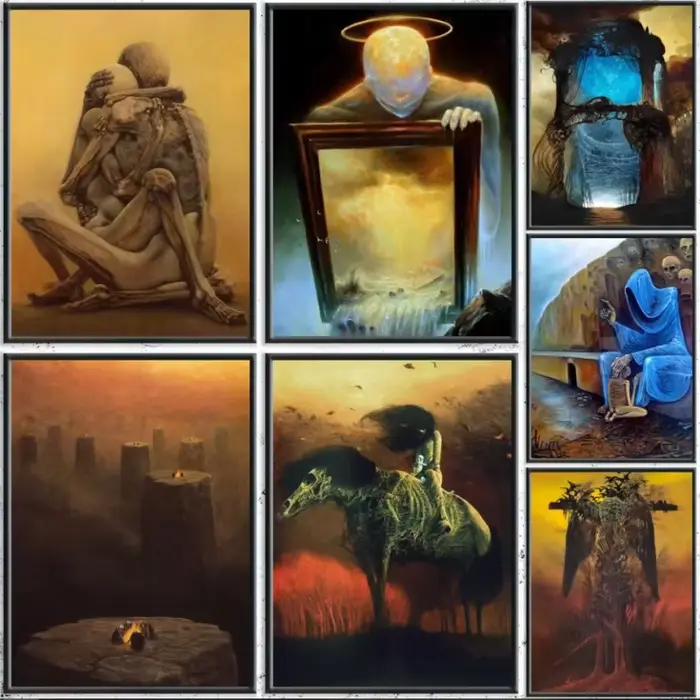 Kits de peinture à l'huile par numéros Zdzislaw Beksinski, toile de dessin, images par numéros, décoration de maison, DIY bricolage