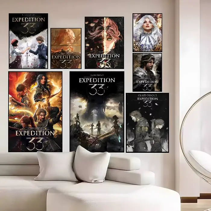 C-Clair Obscur e-expédition 33 affiche étanche mur Art autocollant pour salon chambre rétro