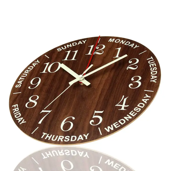 Horloge murale lumineuse en bois de 12 pouces, lumière silencieuse dans la nuit, mode nordique, horl