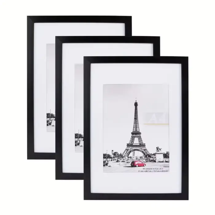 Cadres photo en bois noir A4 pour mur