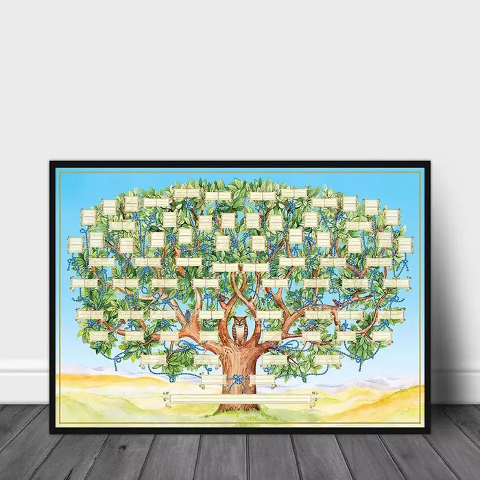 Tableau d'arbre généalogique remplissable 6ème génération - Affiche vierge de généalogie et de l'histoire familiale