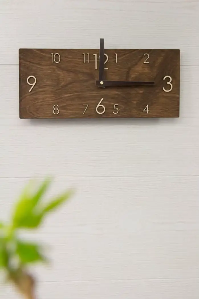 Rétro créatif rectangulaire en bois horloge murale maison salon bureau décoration montre