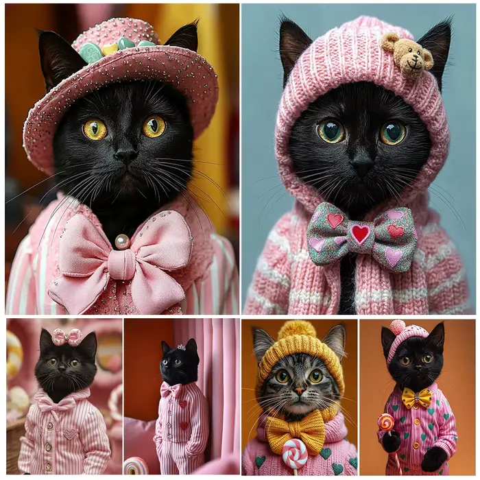 Affiche murale de chat habillé rose