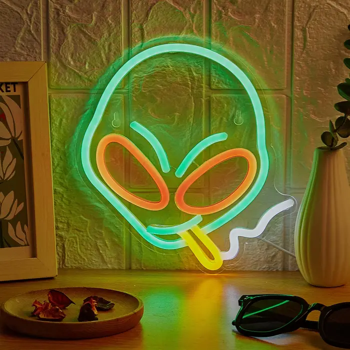 Chi-buy LED néon Alien fumer enseignes au néon veilleuse 3D mur Art & salle de jeu chambre salon déc