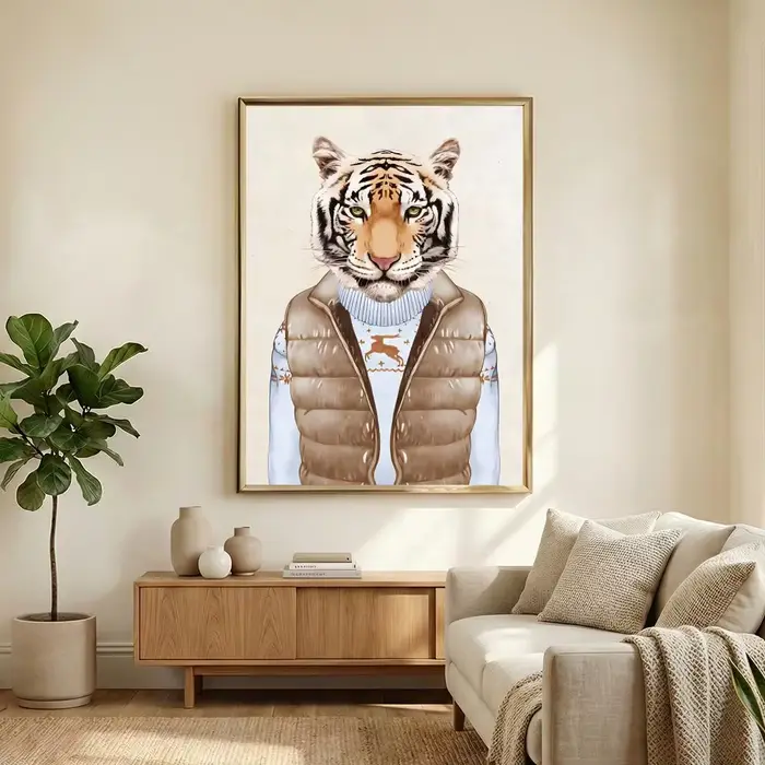 Affiche murale autocollante HD imperméable à l'eau avec peinture à l'huile animale, compatible multi