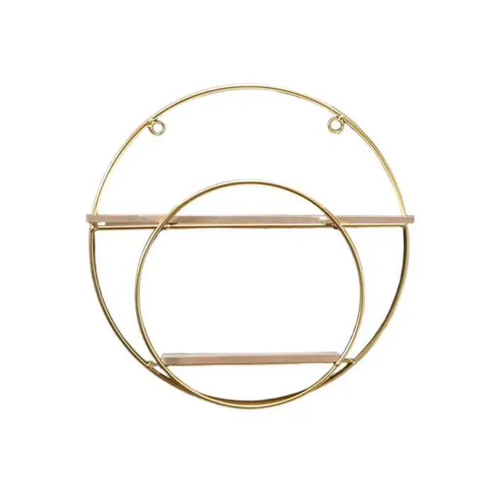 Étagère murale décorative moderne en fer doré, support de rangement mural sans poinçonnage, Style no