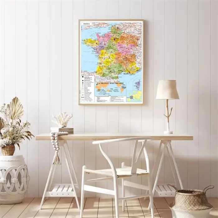 Affiche de carte de la circulation de la langue française de France