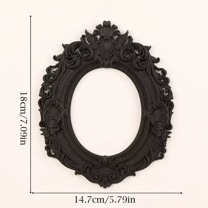 Cadre photo ovale sculpté gothique sombre transfrontalier pour décoration murale rétro à domicile