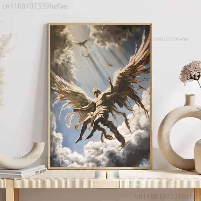 Affiche de décoration murale HD avec peinture d'ange tombé, autocollante, imperméable, pour la maiso