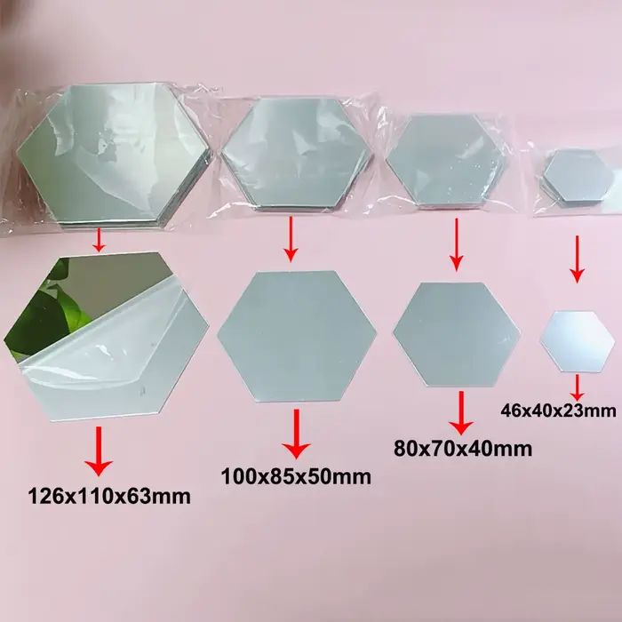 Autocollant mural miroir hexagonal 3D