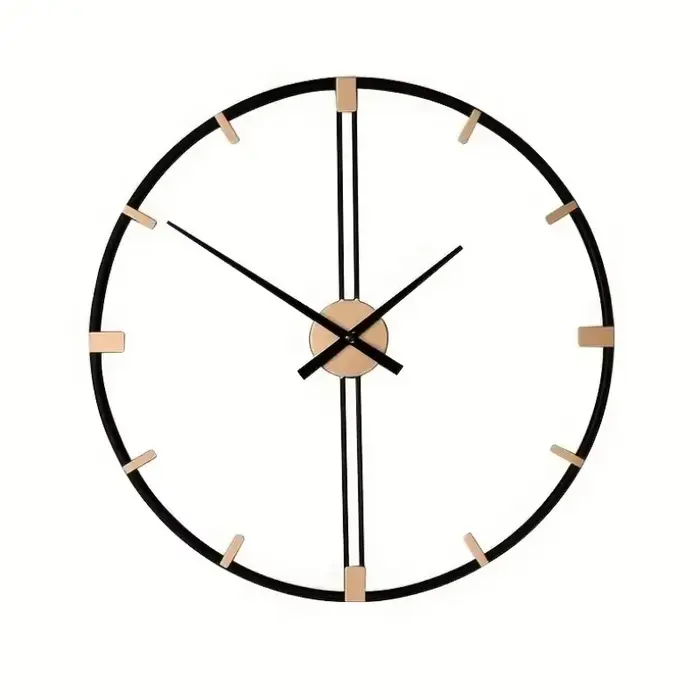 Grande horloge murale de 60 cm, horloge ronde en fer forgé pour salon, mécanisme silencieux, horloge