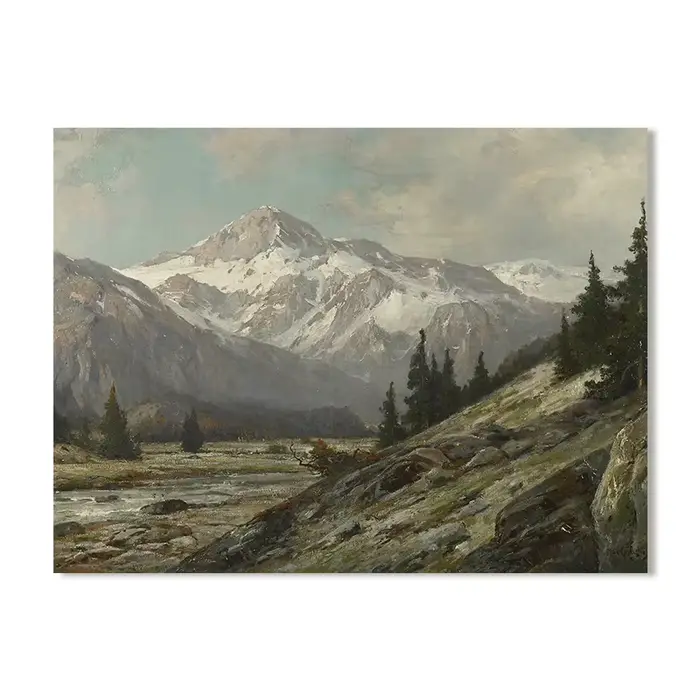 Impressions d'art muraux neutres de paysage de forêt de montagne, peinture de lac Antique, affiche s